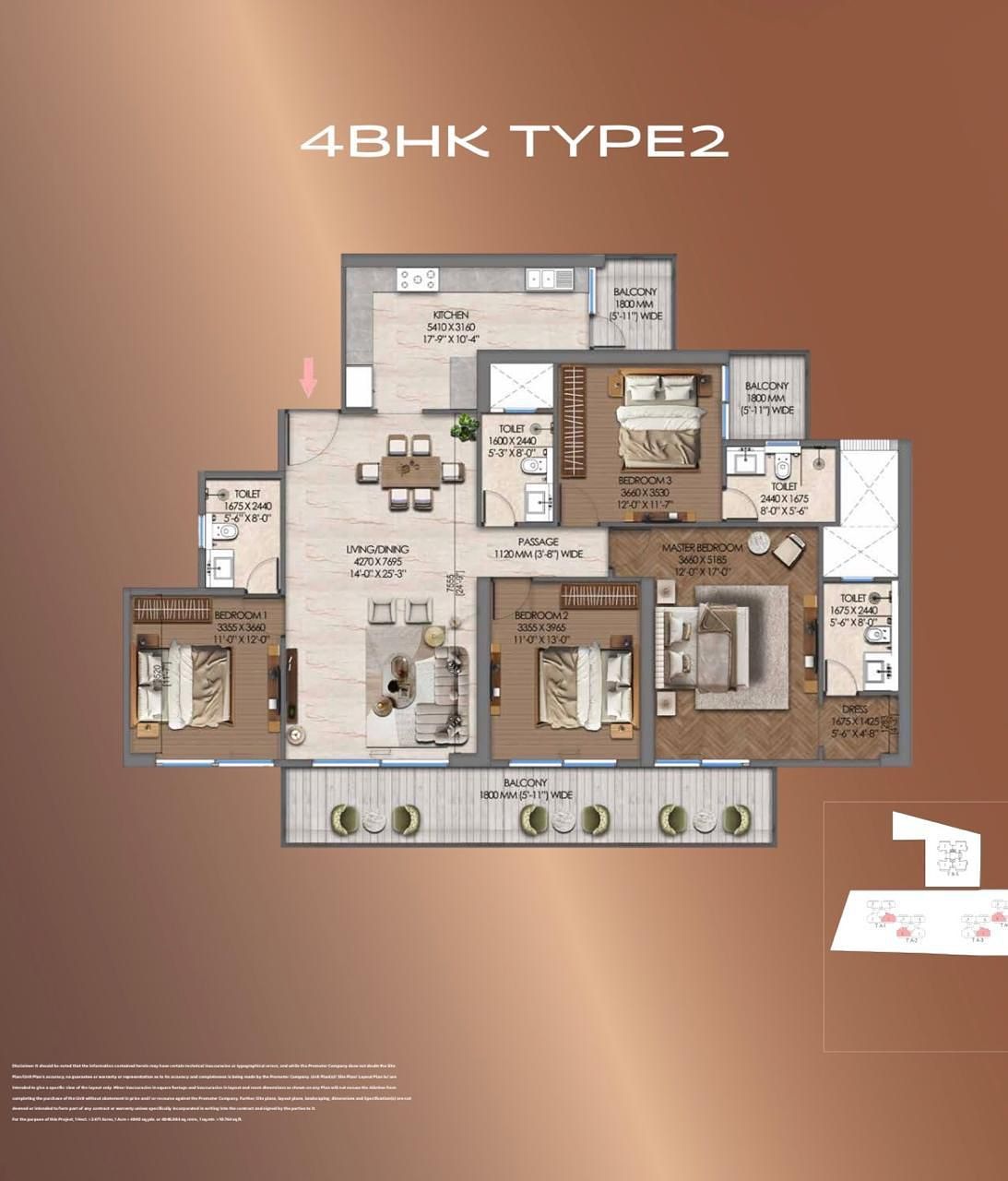 Tonino Lamborghini Residences — 4 BHK Type 2 floor plan